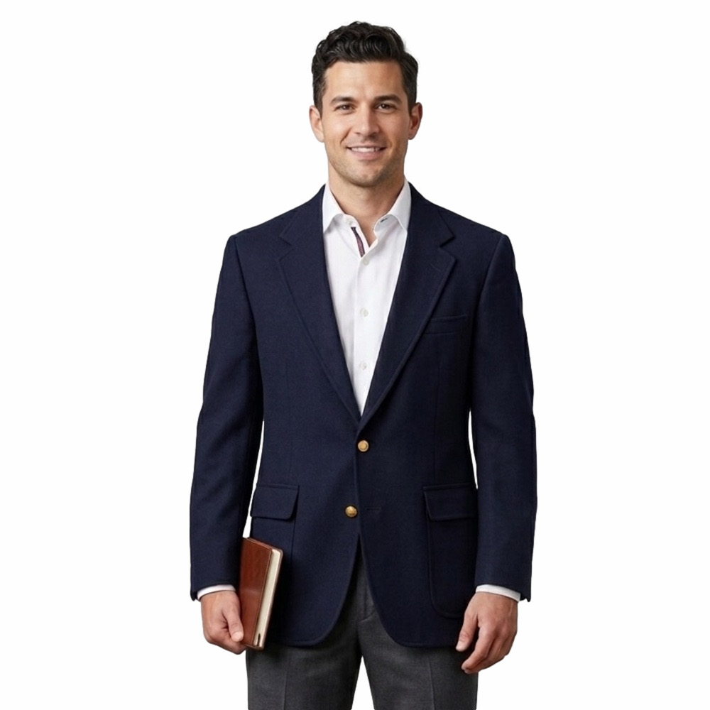 Chaps Ralph Lauren Raleigh Vintage Navy Blue Wool Blazer Gold Buttons Size 44S